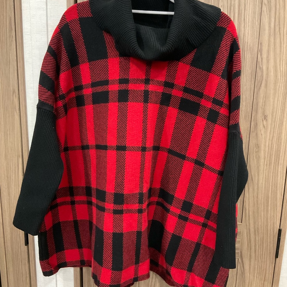 Joseph A. Womens Black / Red Turtle Neck Sweater Size L